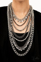 Load image into Gallery viewer, Audacious Silver Mulit-layered Necklace w/ Earrings