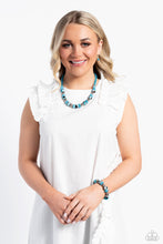 Load image into Gallery viewer, Warped Whimsicality - Blue Earrings/ Necklace Set