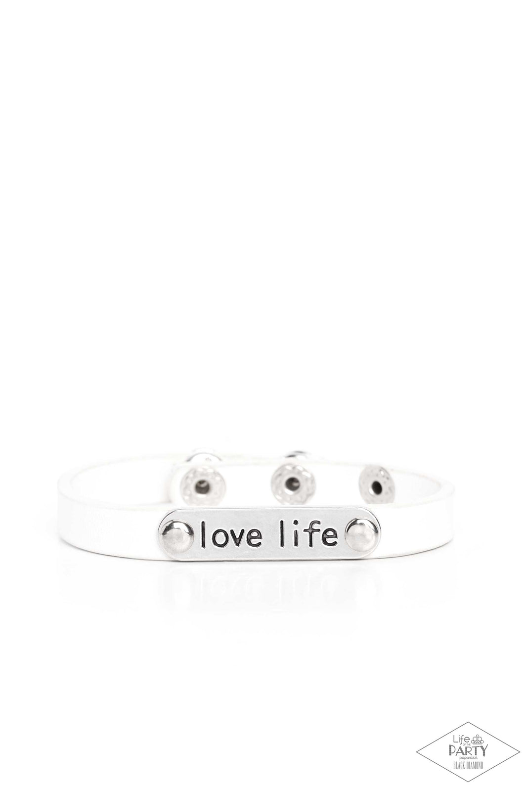 Love Life - White Inscribed Bracelet