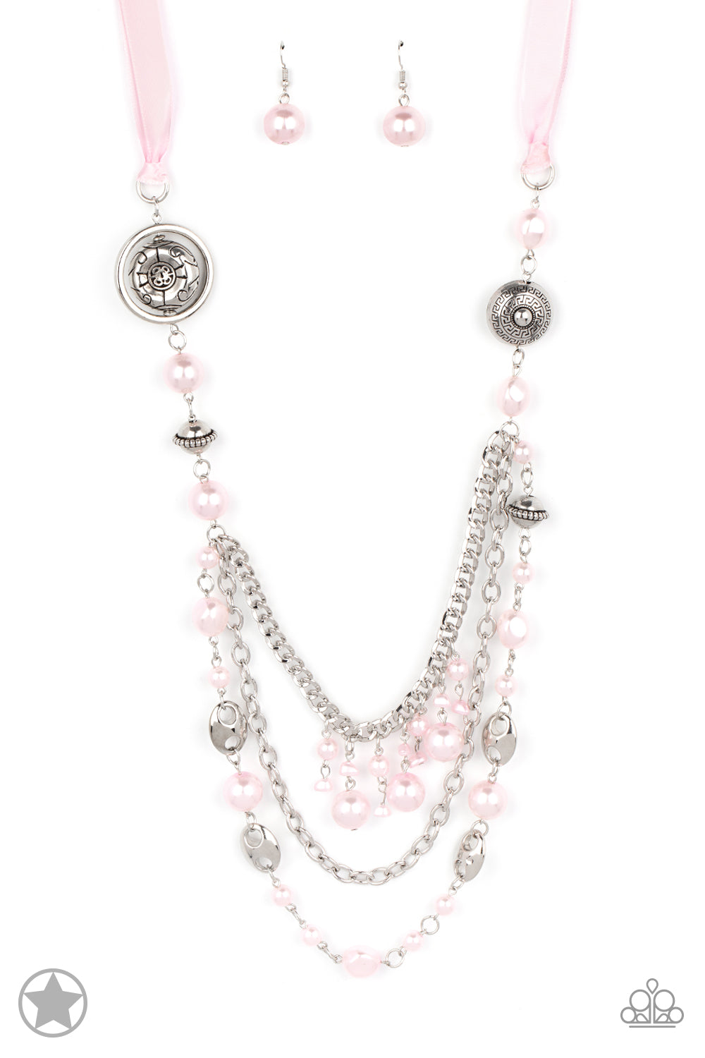 All The Trimmings - Pink Earrings/ Necklace Set