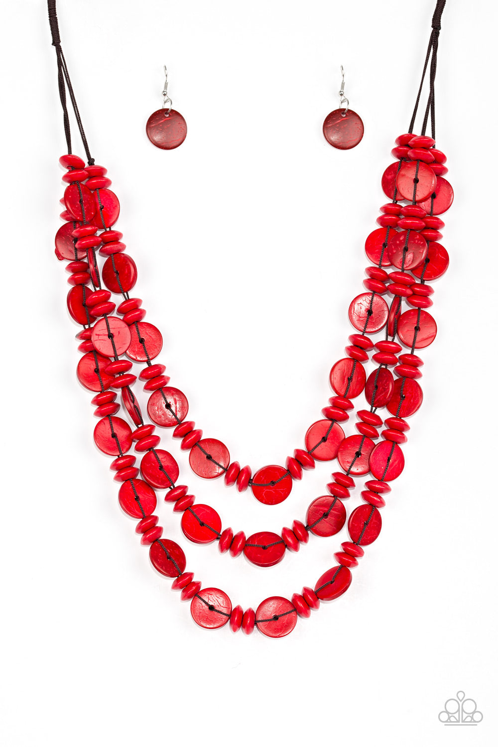 Barbados Bopper - Red Earrings/ Necklace Set