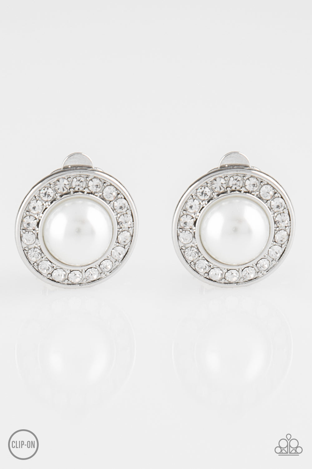 Definitely Dapper - White clip on earrings