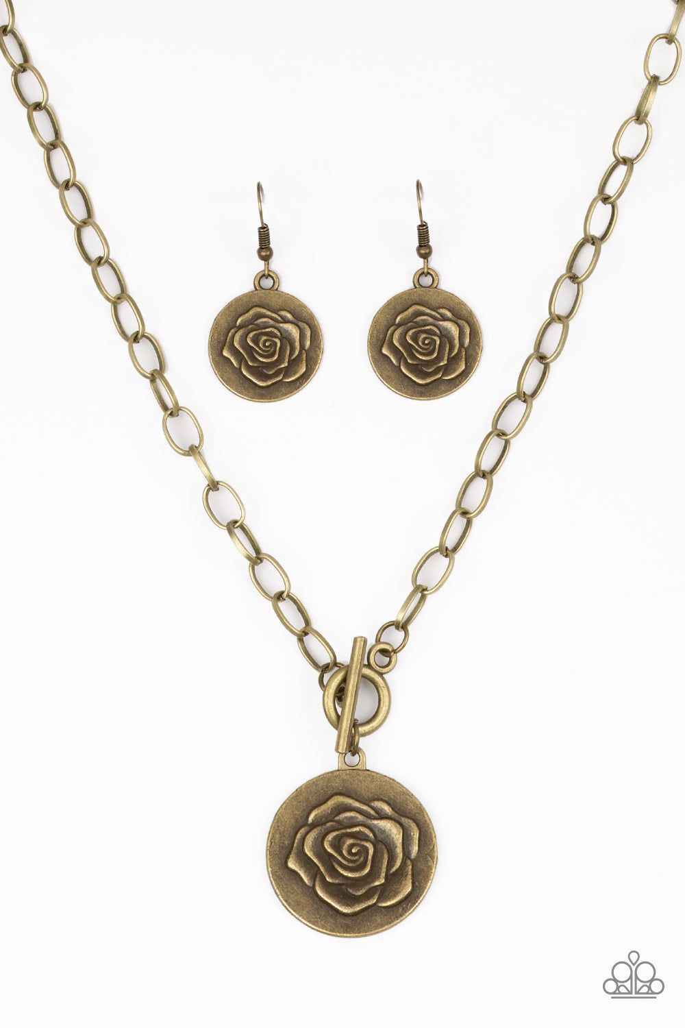 Beautifully Belle - Brass Earrings/ Necklace Set