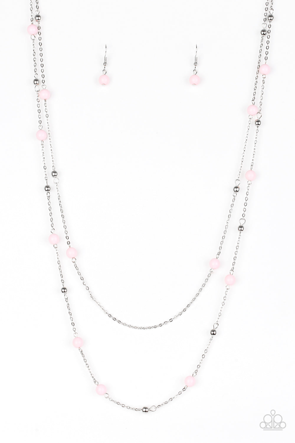 Beach Party Pageant - Pink Earrings/ Necklace Set