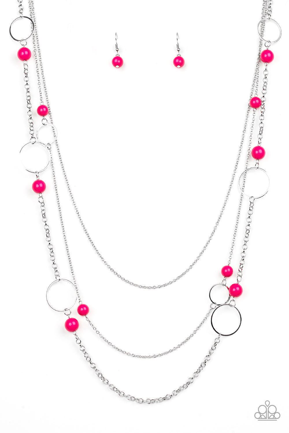 Beachside Babe - Pink Earrings/ Necklace Set