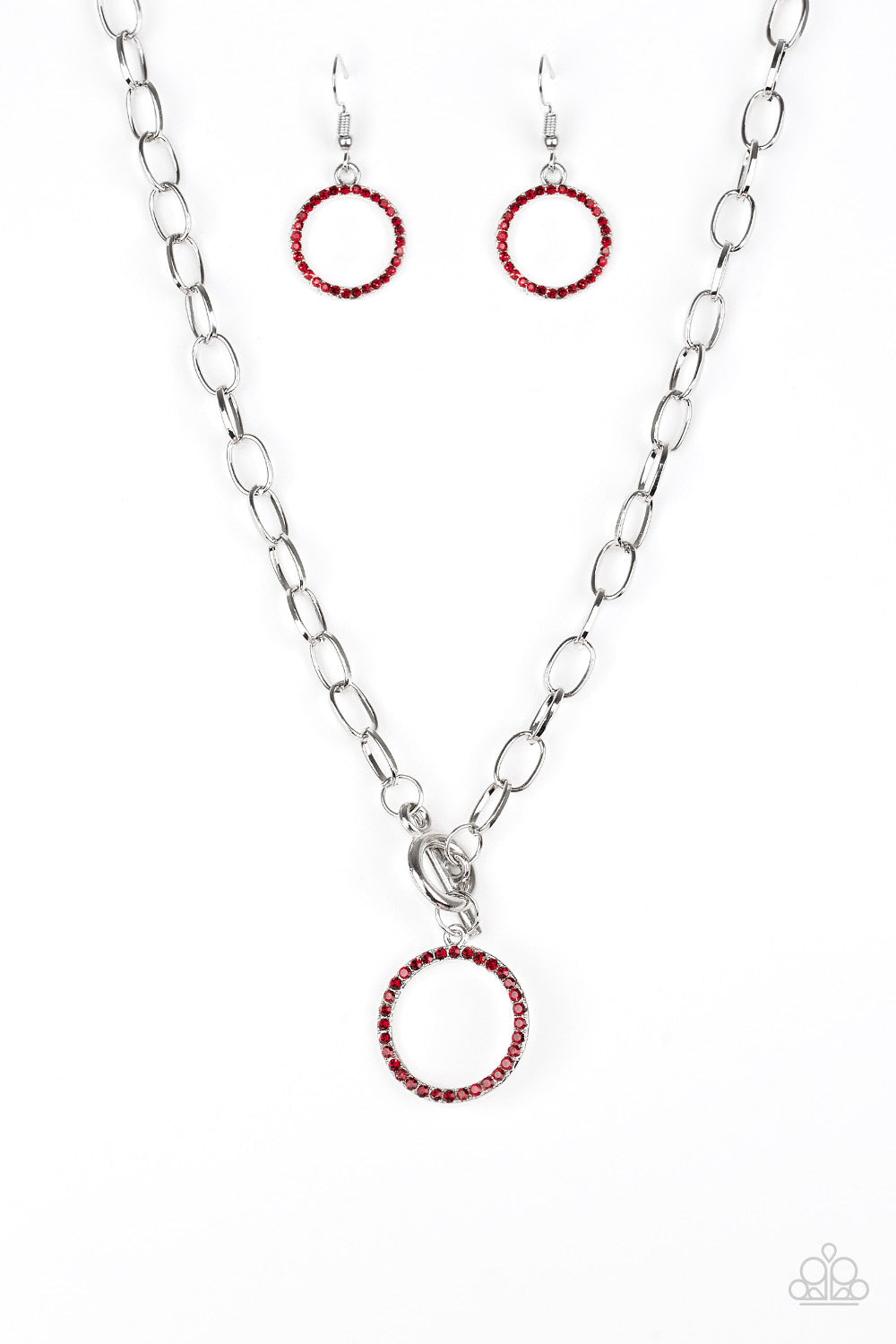 All In Favor - Red Earrings/ Necklace Set