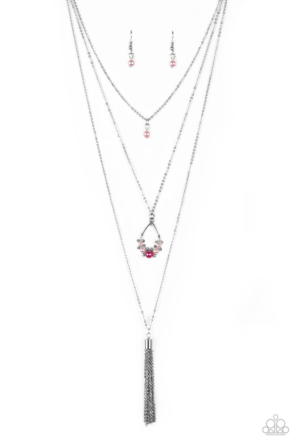 Be Fancy - Multi Necklace w/ Pink Earrings