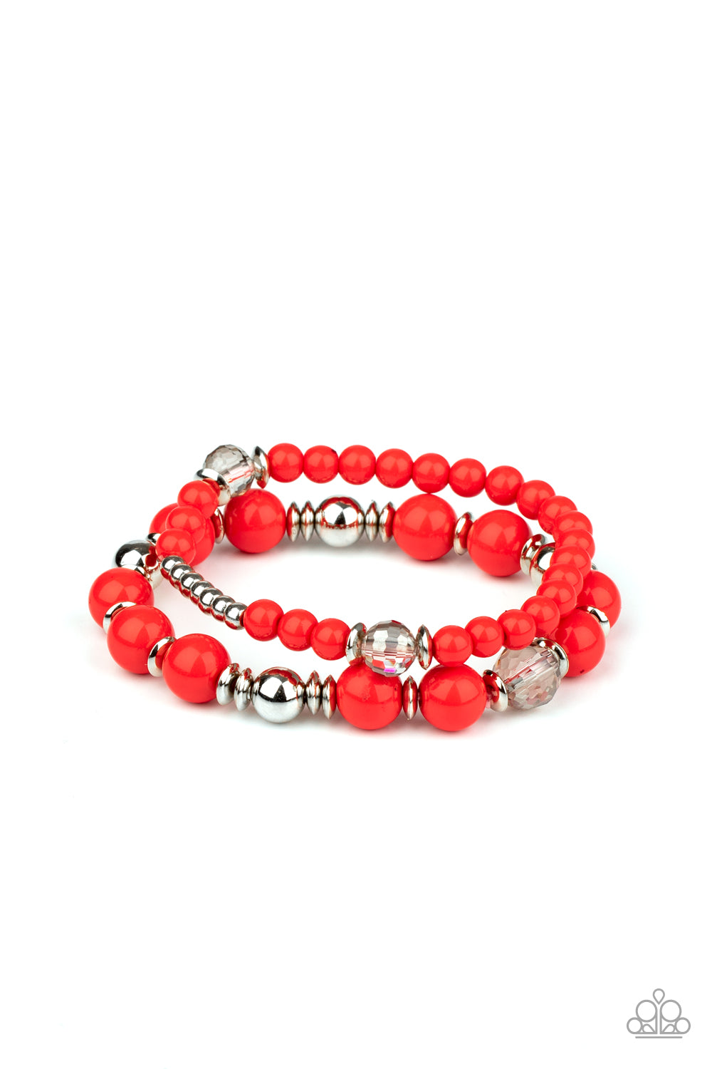 Colorful Collisions - Red Stretch Bracelet