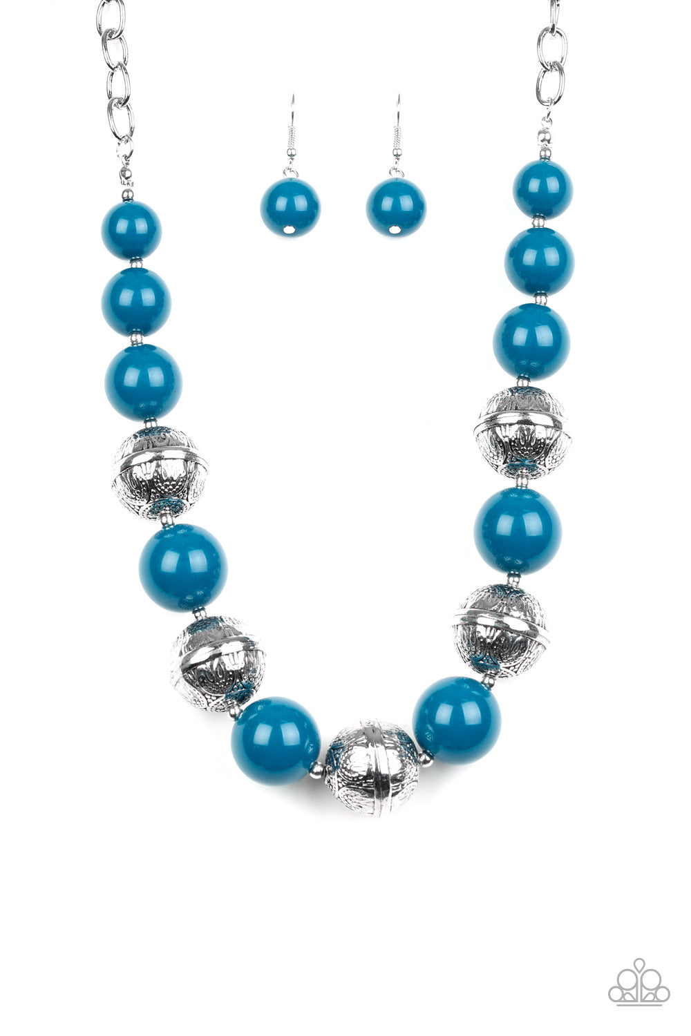 Floral Fusion - Blue Earrings/ Necklace Set