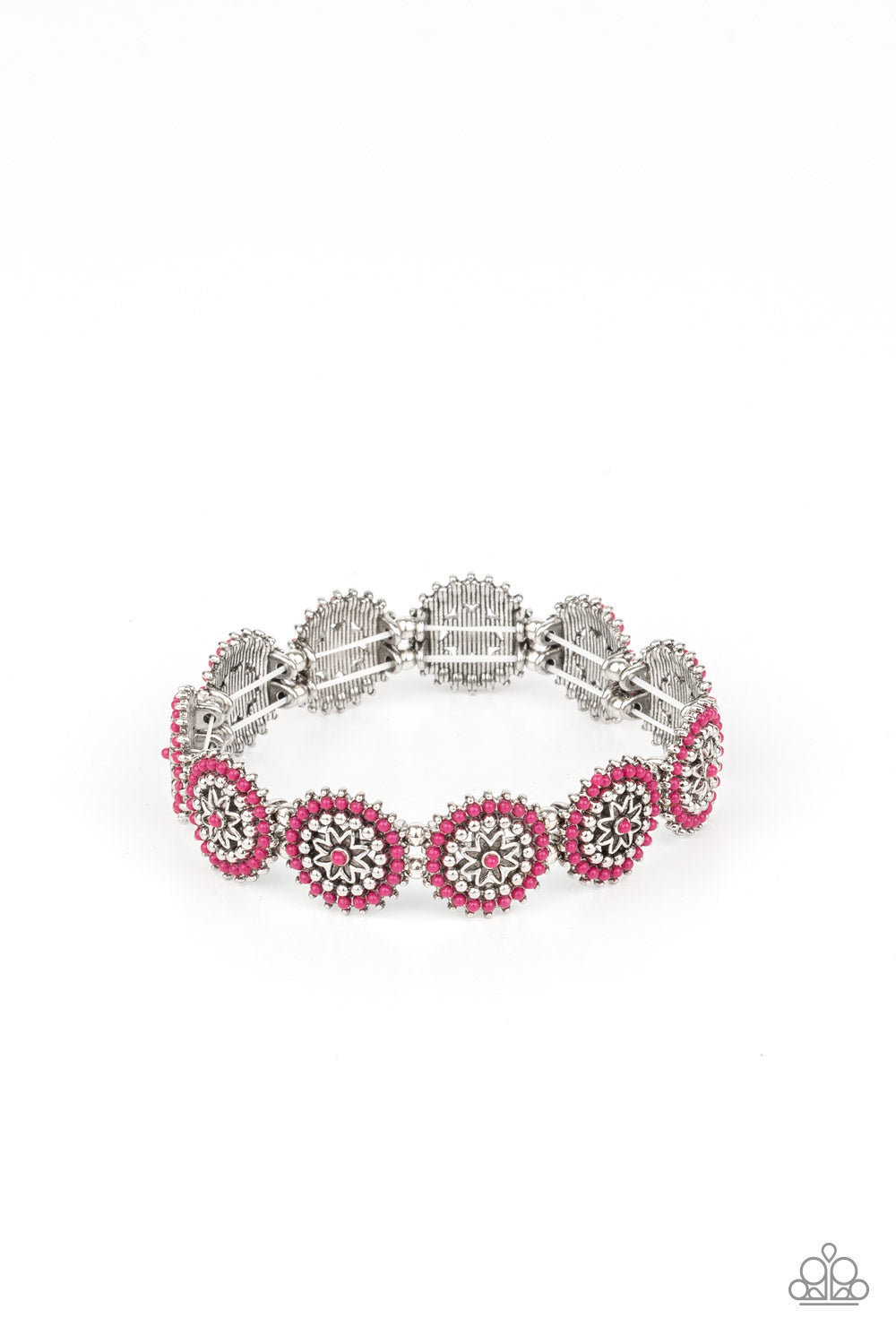 Bohemian Flowerbed - Pink Stretch Bracelet