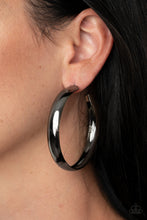 Load image into Gallery viewer, BEVEL In It - Black Hoop Earrings
