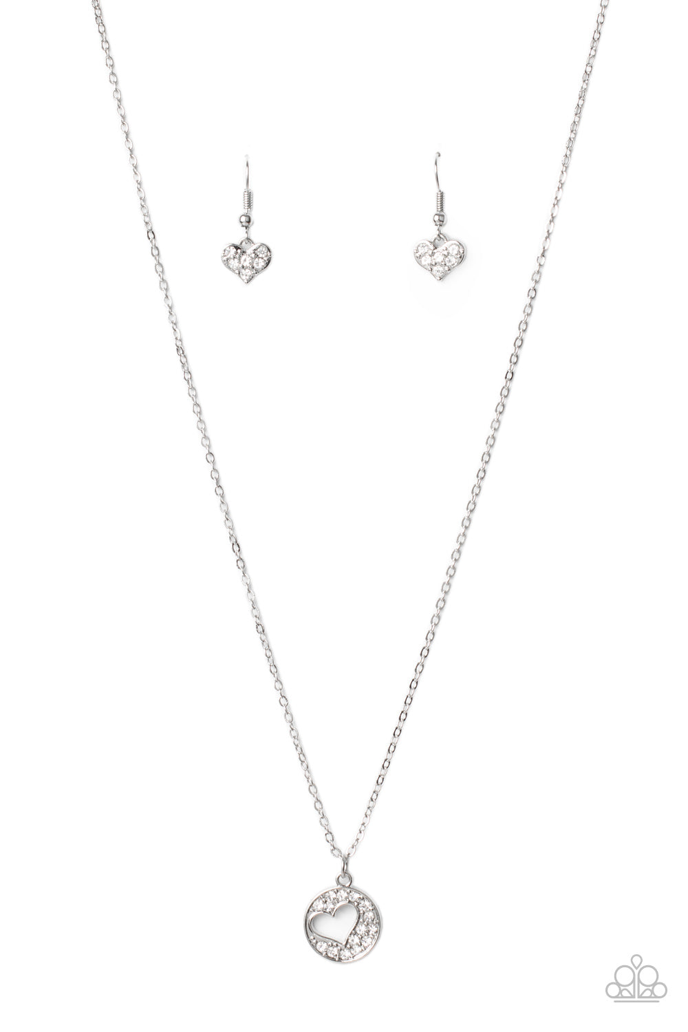 Bare Your Heart - White Earrings/ Necklace Set