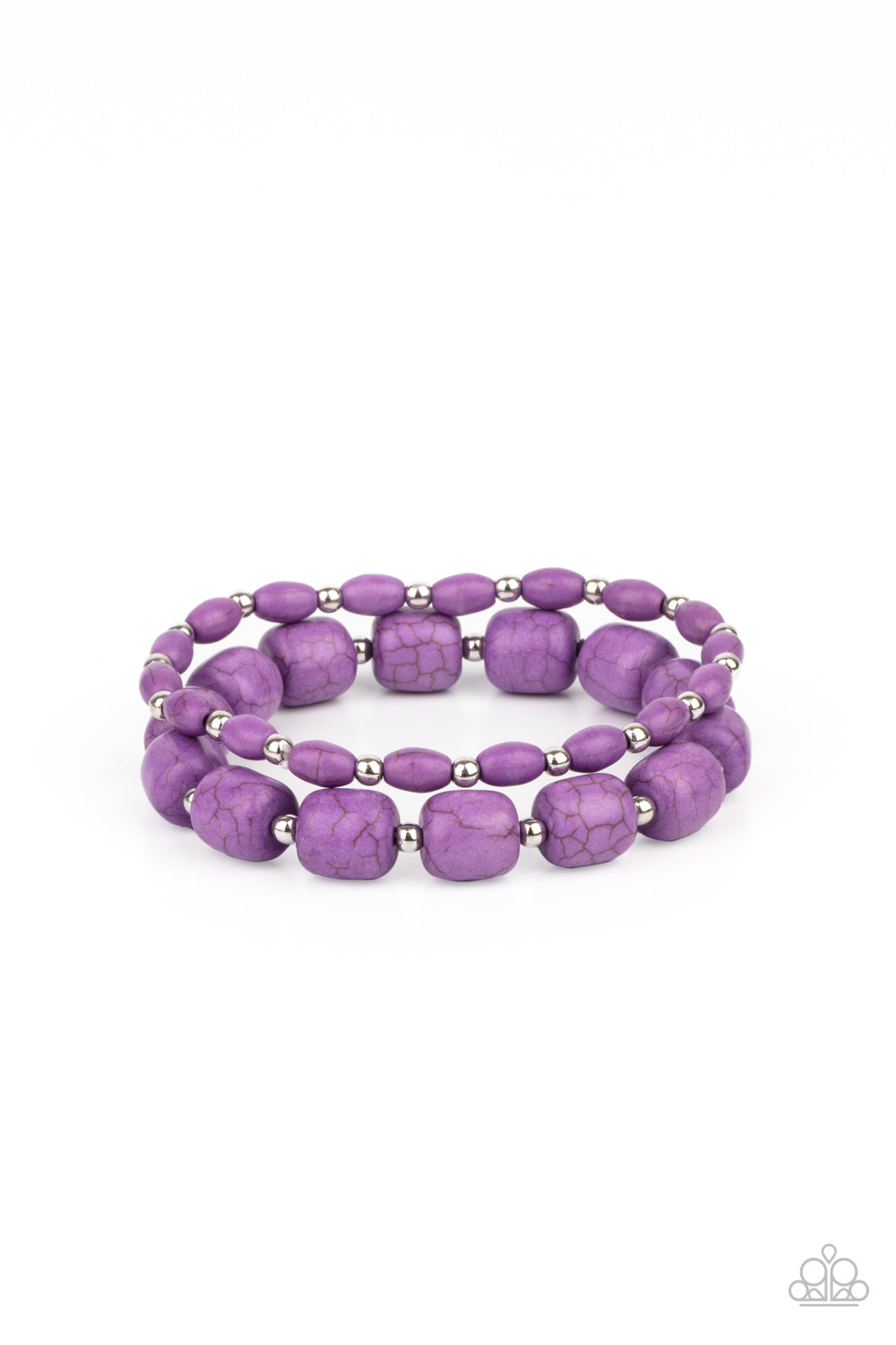 Colorfully Country - Purple Stretch Bracelet