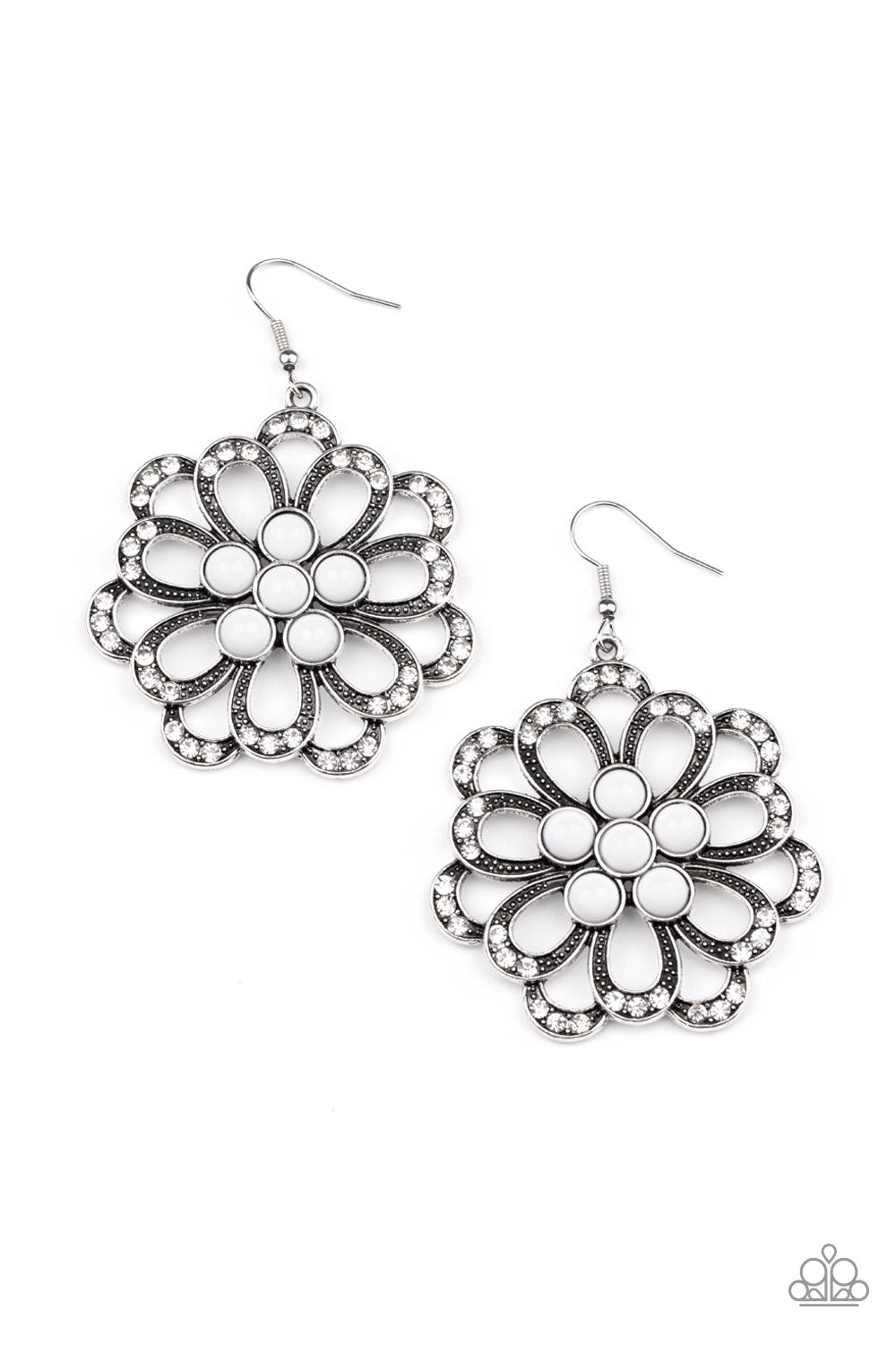 Dazzling Dewdrops - White earrings