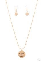 Load image into Gallery viewer, Be Still - Gold Inscribed Necklace w/ Earrings
