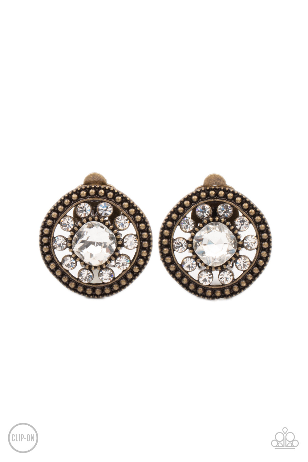 Dazzling Definition - Brass earrings