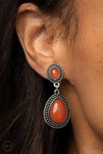 Load image into Gallery viewer, Carefree Clairvoyance - Orange Clip-On Earrings
