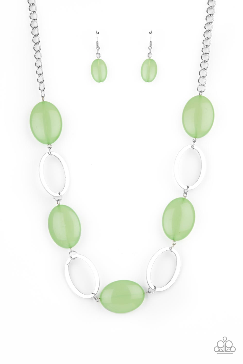 Beachside Boardwalk - Green Earrings/ Necklace Set