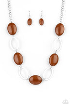 Load image into Gallery viewer, Beachside Boardwalk - Brown Earrings/ Necklace Set
