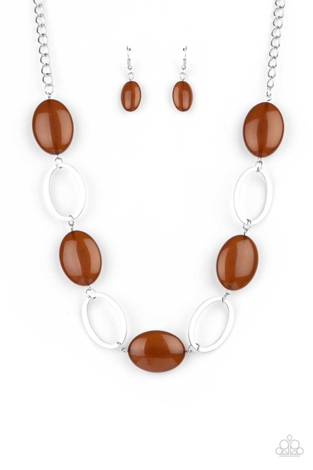 Beachside Boardwalk - Brown Earrings/ Necklace Set