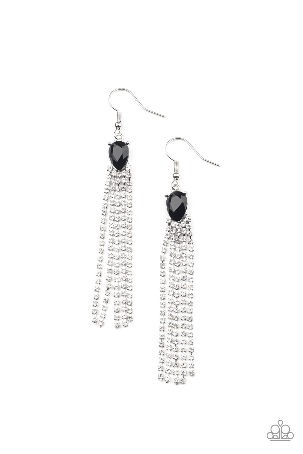 Drop-Dead Dainty - Black Rhinestone Earrings