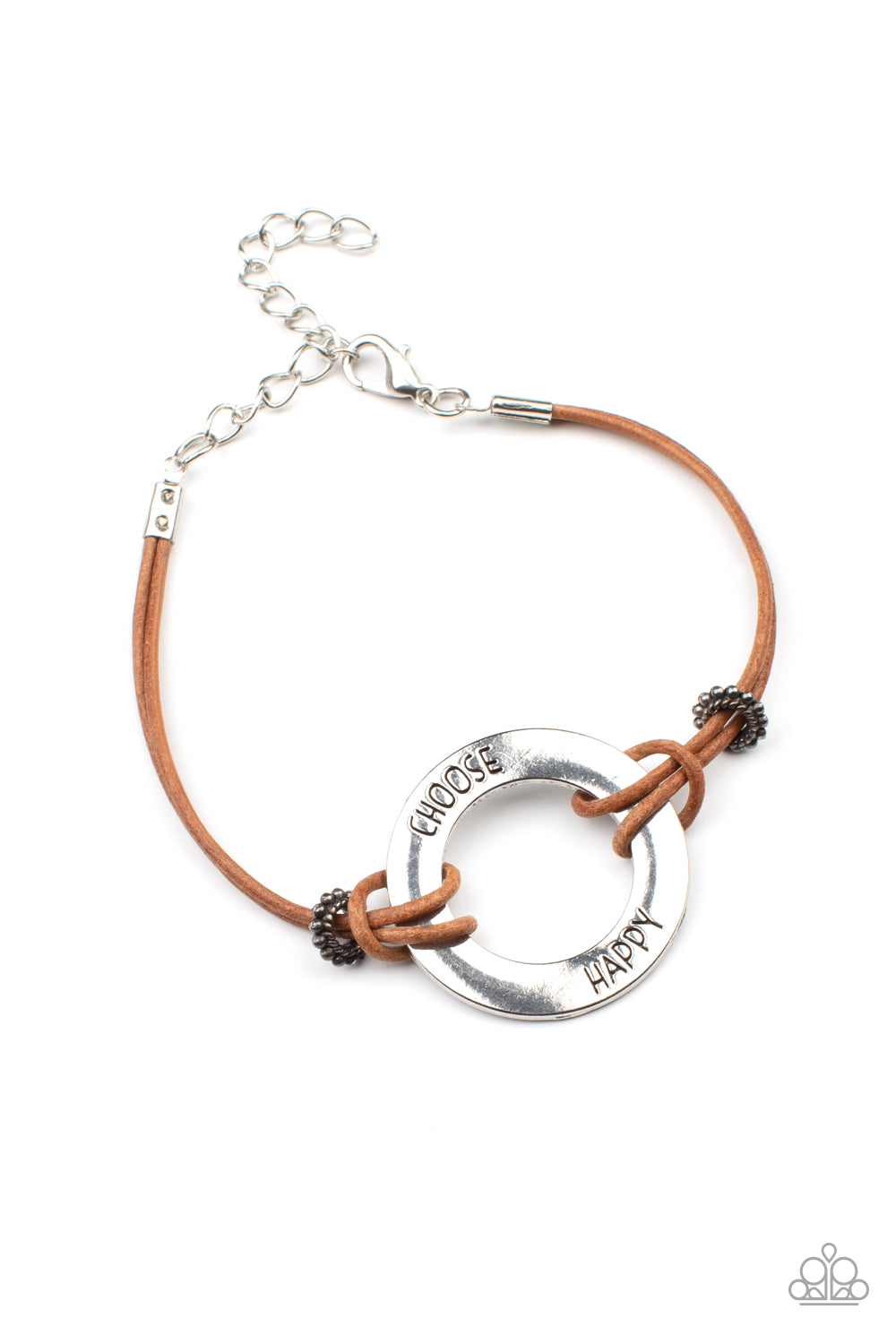 Choose Happy - Brown Inspirational Bracelet