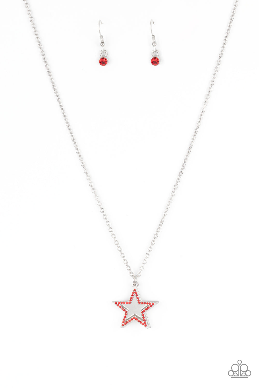 American Anthem - Red Earrings/ Necklace Set