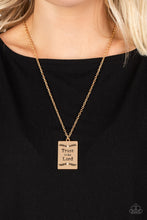 Load image into Gallery viewer, All About Trust - Gold Inscribed Necklace w/ Earrings
