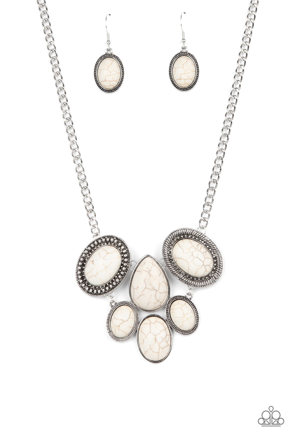 All-Natural Nostalgia - White Earrings/ Necklace Set