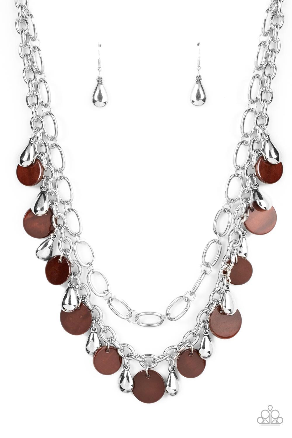 Beachfront Fabulous - Brown Necklace w/ Silver Earrings