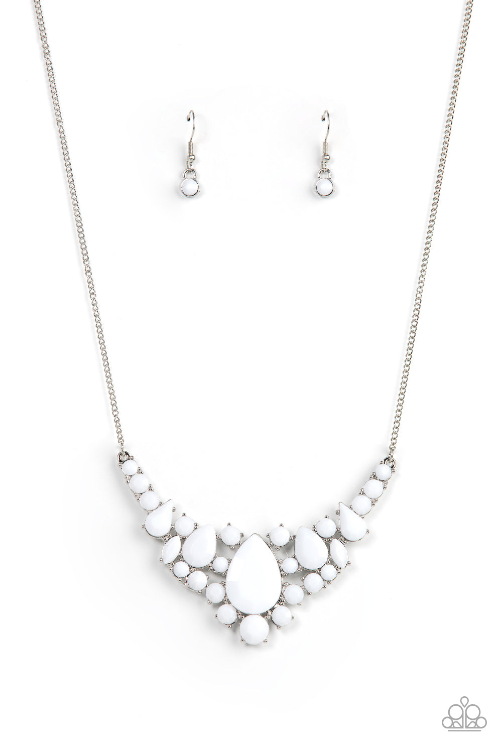 Bali Ballroom - White Earrings/ Necklace Set