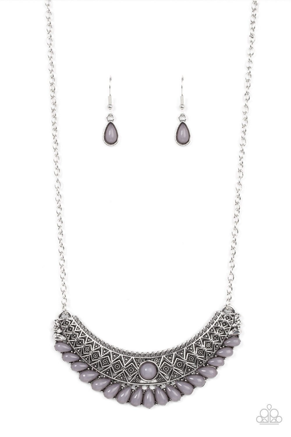 Abundantly Aztec - Silver Earrings/ Necklace Set