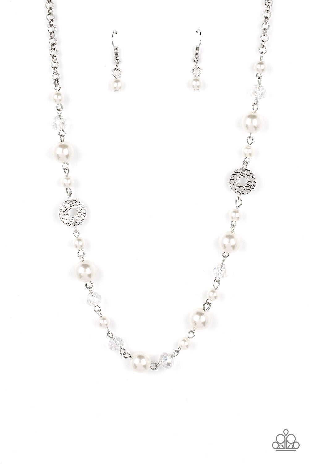 Traditional Transcendence - White Earrings/ Necklace Set