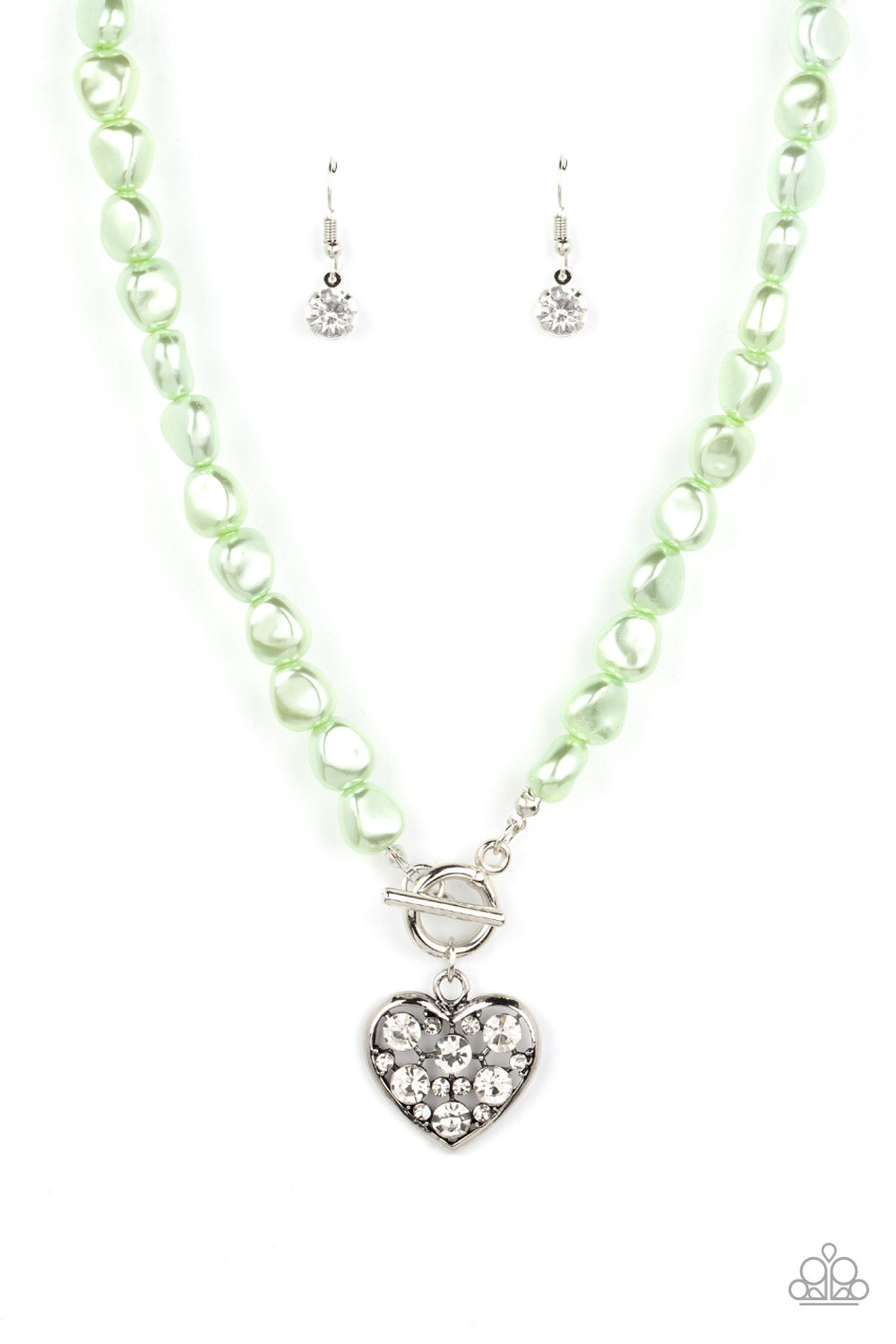 Color Me Smitten - Green Necklace w/ Silver Earrings