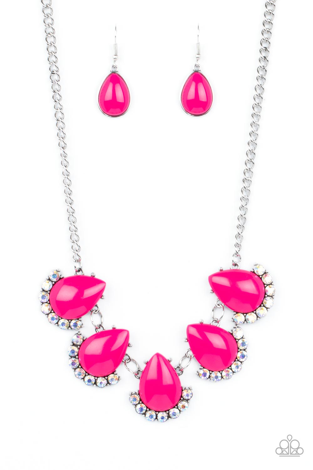 Ethereal Exaggerations - Pink Earrings/ Necklace Set