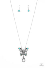 Load image into Gallery viewer, Badlands Butterfly - Blue Earrings/ Necklace Set
