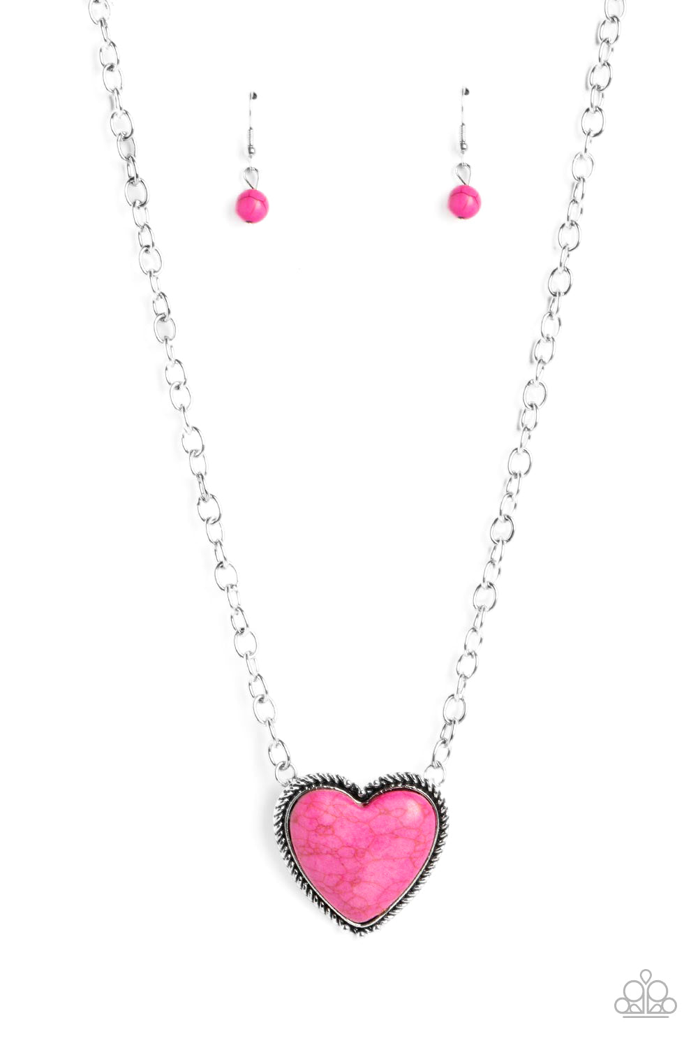 Authentic Admirer - Pink Earrings/ Necklace Set