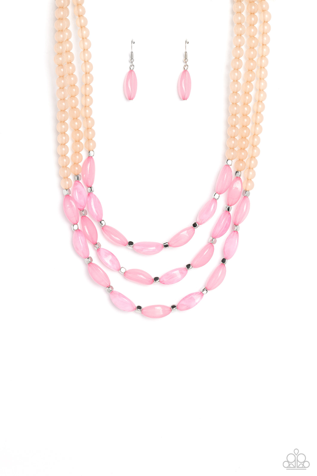 I BEAD You Now - Pink Earrings/ Necklace Set