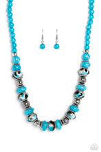 Load image into Gallery viewer, Warped Whimsicality - Blue Earrings/ Necklace Set
