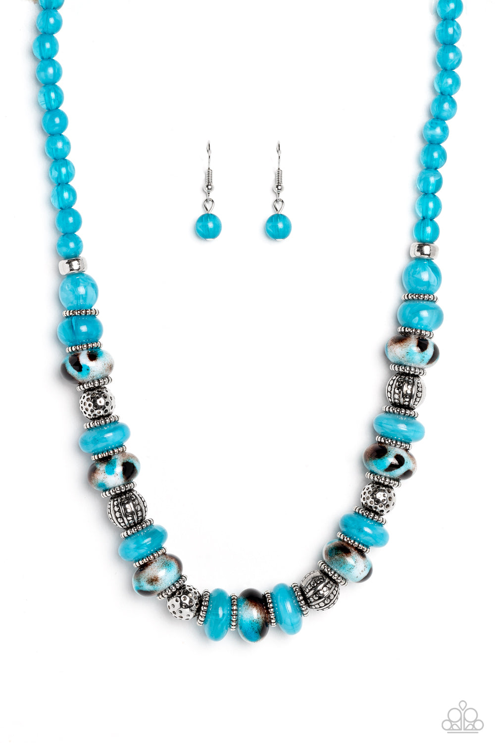 Warped Whimsicality - Blue Earrings/ Necklace Set