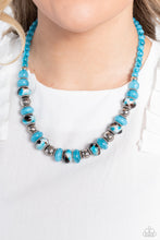 Load image into Gallery viewer, Warped Whimsicality - Blue Earrings/ Necklace Set
