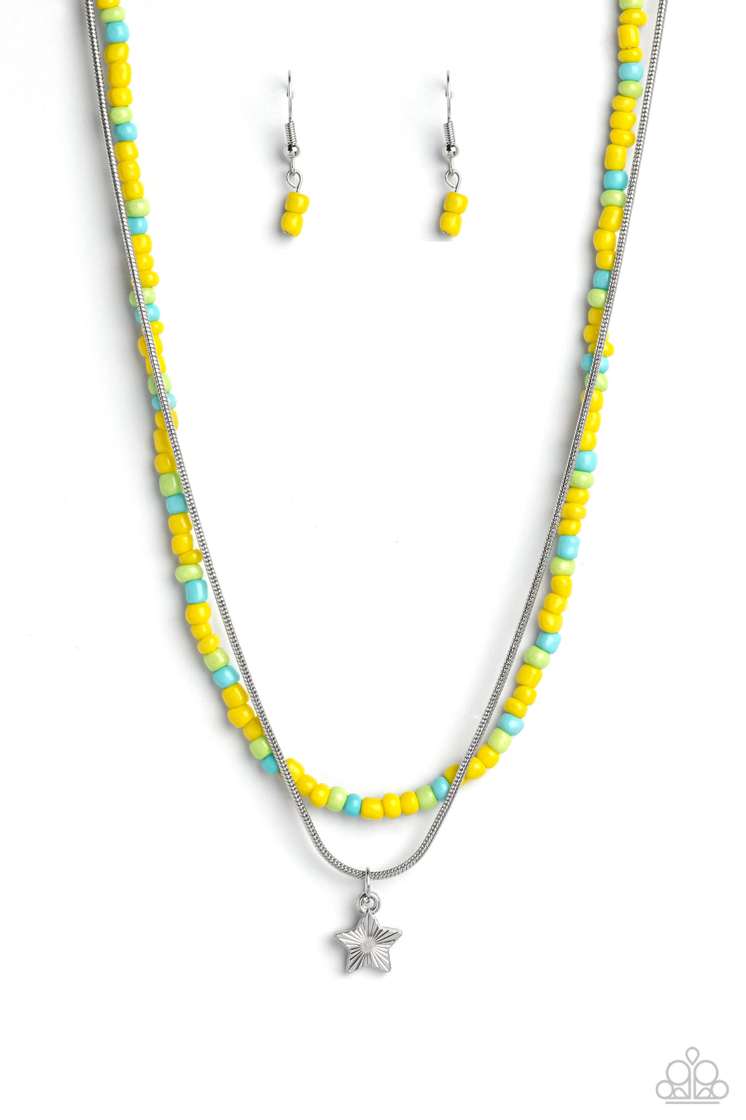 Starry Serendipity - Multi Necklace w/ Yellow Earrings