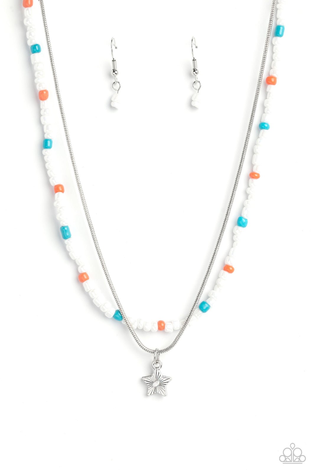 Starry Serendipity - White/ Multi Necklace w/ White Earrings