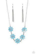 Load image into Gallery viewer, Flora Fantasy - Blue Necklace w/ Silver Earrings
